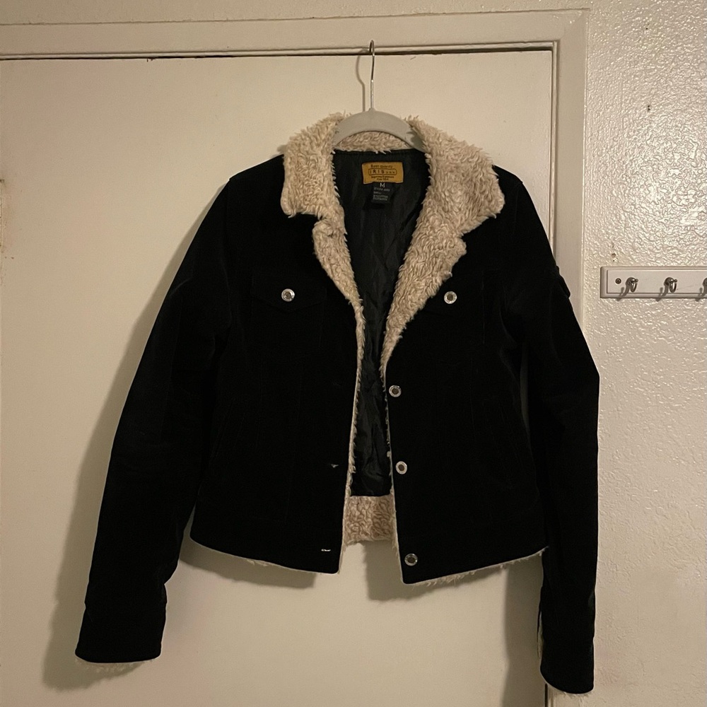 Black Teddy Quilted Jacket with Cream Lining - Size M